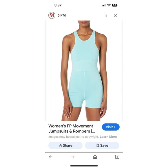 FP Movement Runsie Athletic Cross Fit Jumpsuit, Brand New, Women’s XS Turquoise - Picture 9 of 9